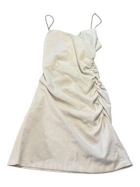 Zara Cream Ruched Mini Slip Dress with Beaded Straps